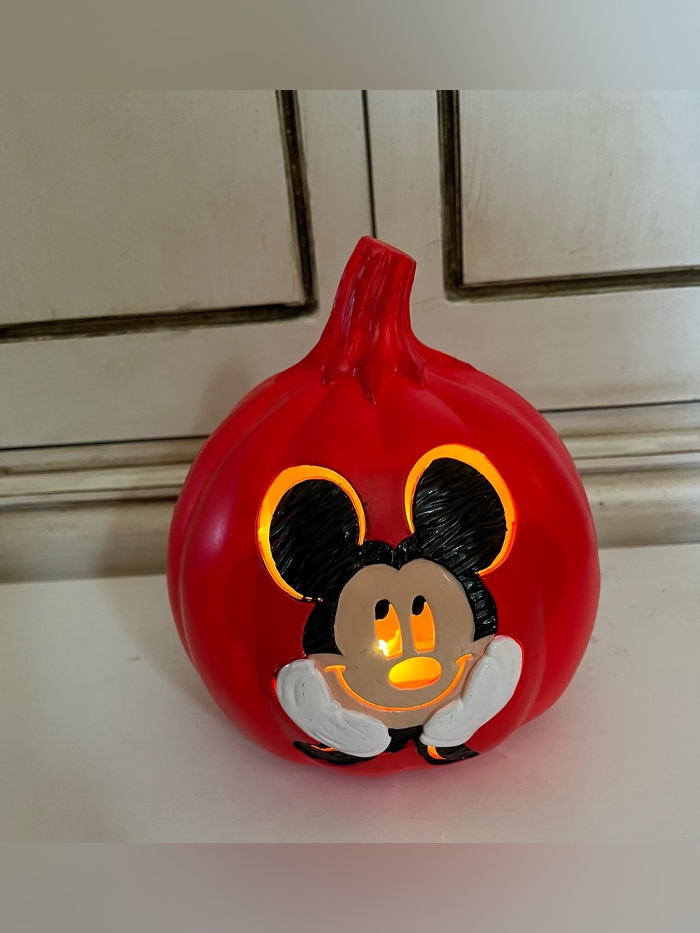 Disney Mickey Mouse light-up Halloween pumpkin decoration red cartoon office